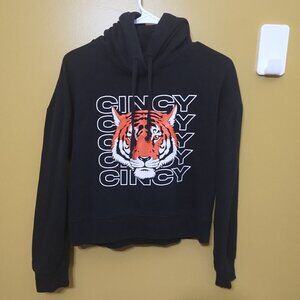 Ladies Cincinnati Bengals Cropped Pullover Hoodie M